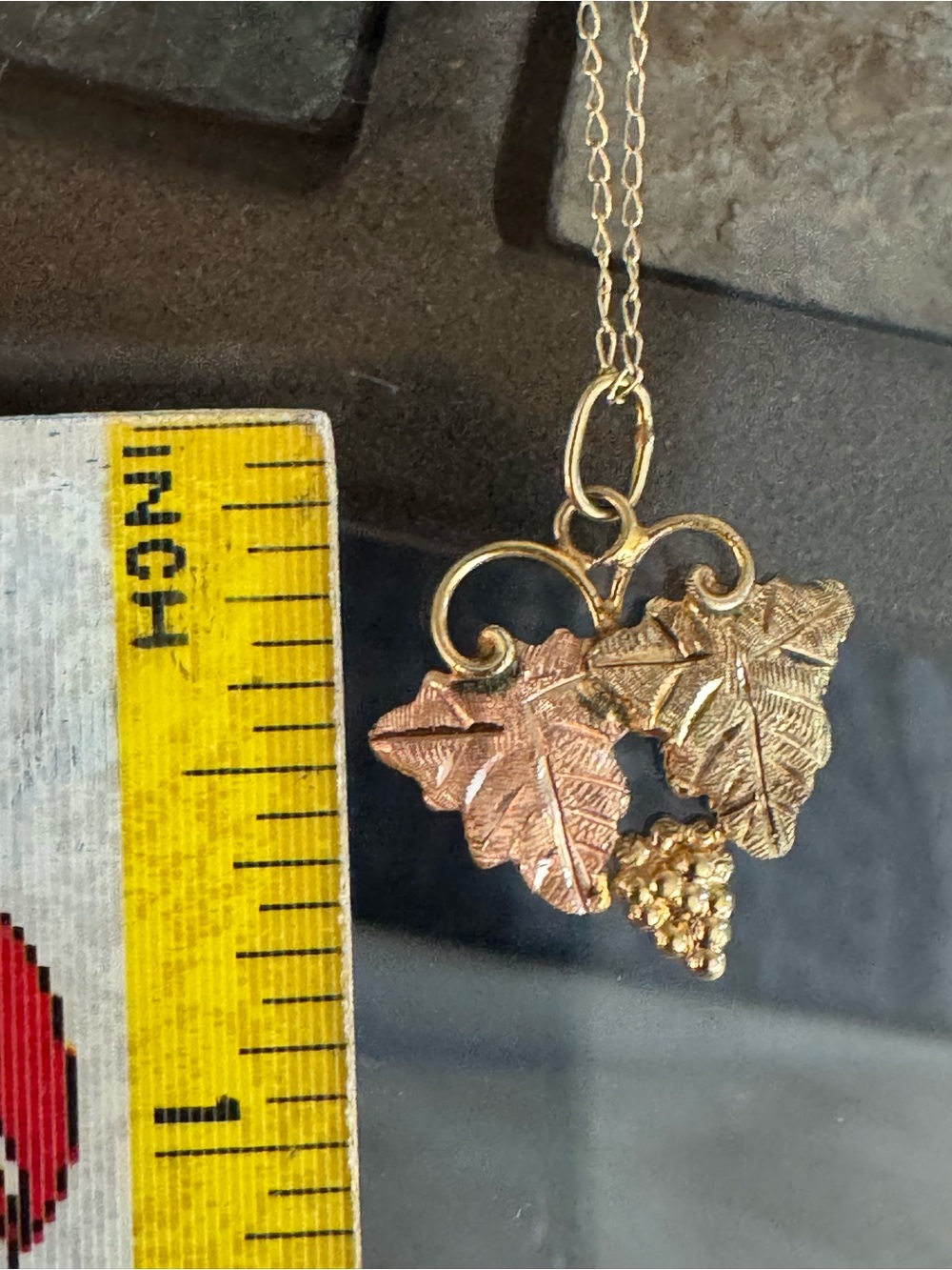 14k Gold and Rose Gold Grape Leaf Pendant Necklace - Women Jewelry